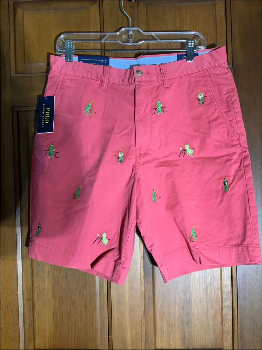 Polo by Ralph Lauren Coral Cricket Embroidered Cotton Shorts
